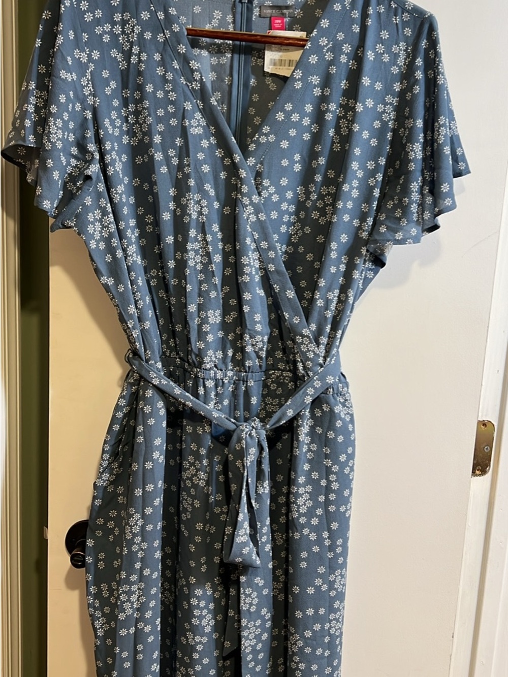 Vince Camuto Navy Blue Floral Print Dress